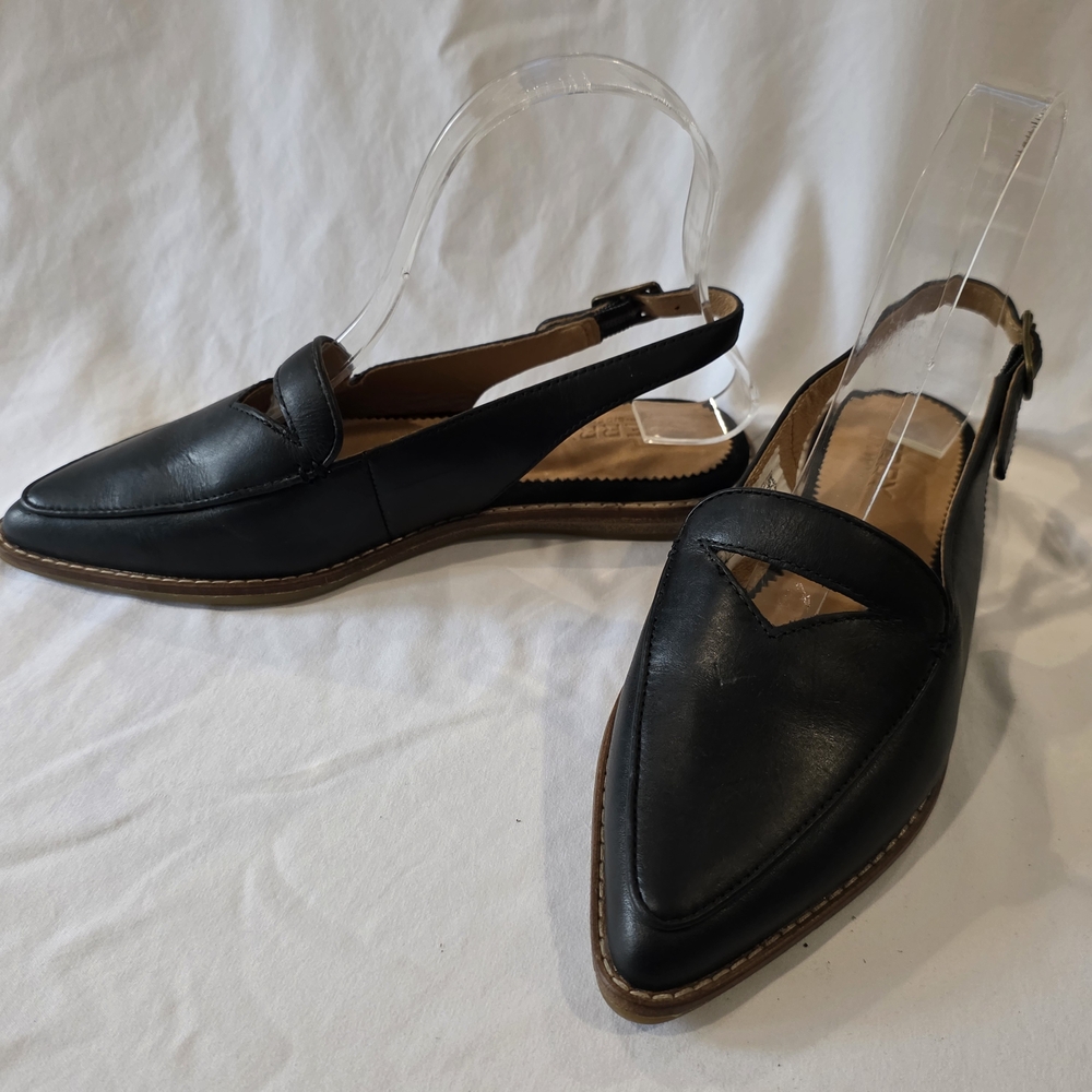 Sperry Black and Tan Leather Mules/slingbacks 5